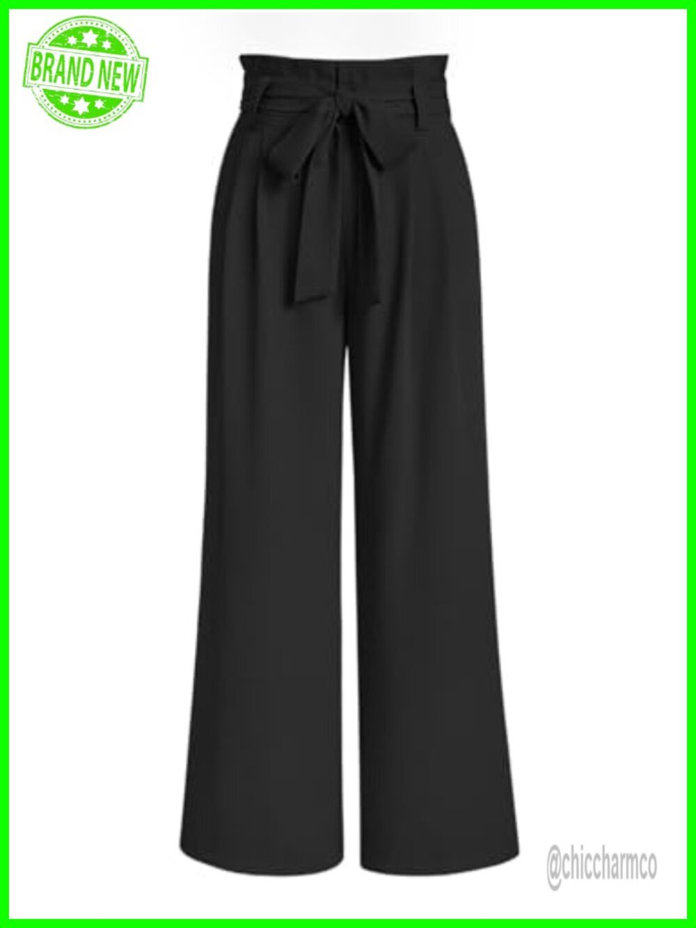 Wide Leg Paperbag Waist Dress Pants High Rise with Removable Belt